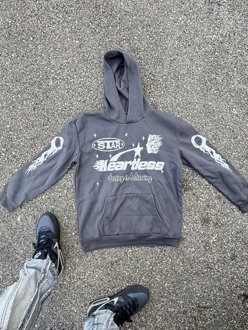 Heartless Graphic Hoodie - Gray